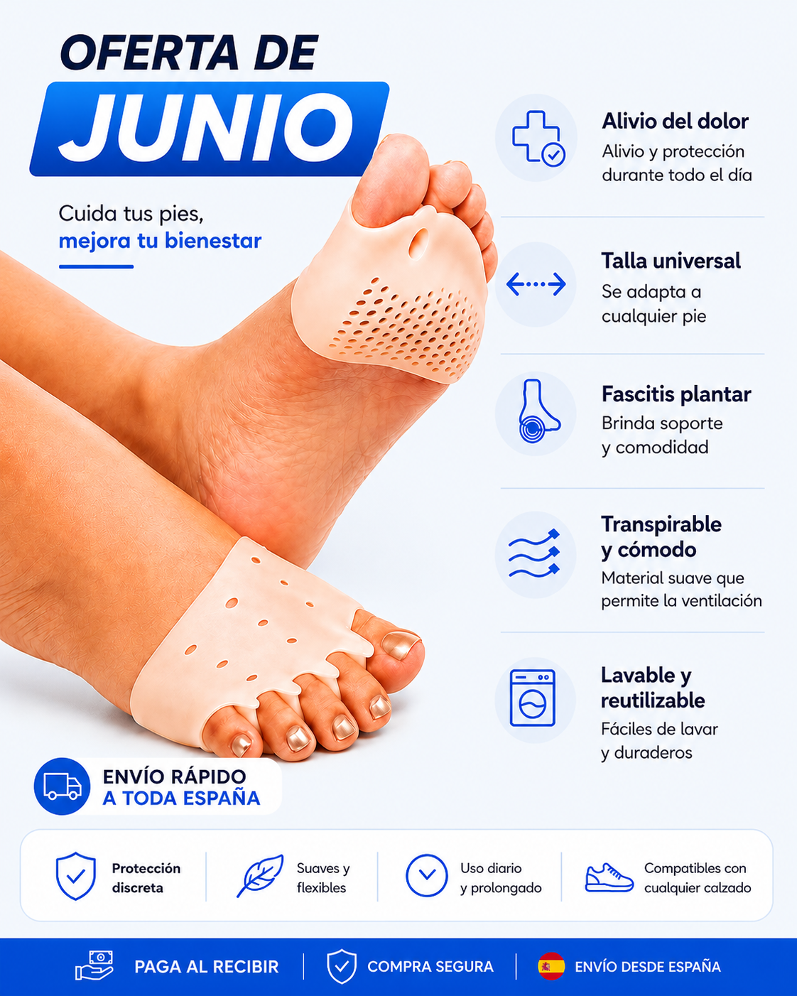 Almohadillas terapéuticas con Separador de dedos